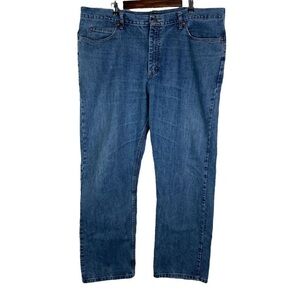 Lee Relaxed Fit Straight Leg Denim Jeans Men's‎ 42 x 32 Medium Blue Frayed Hem